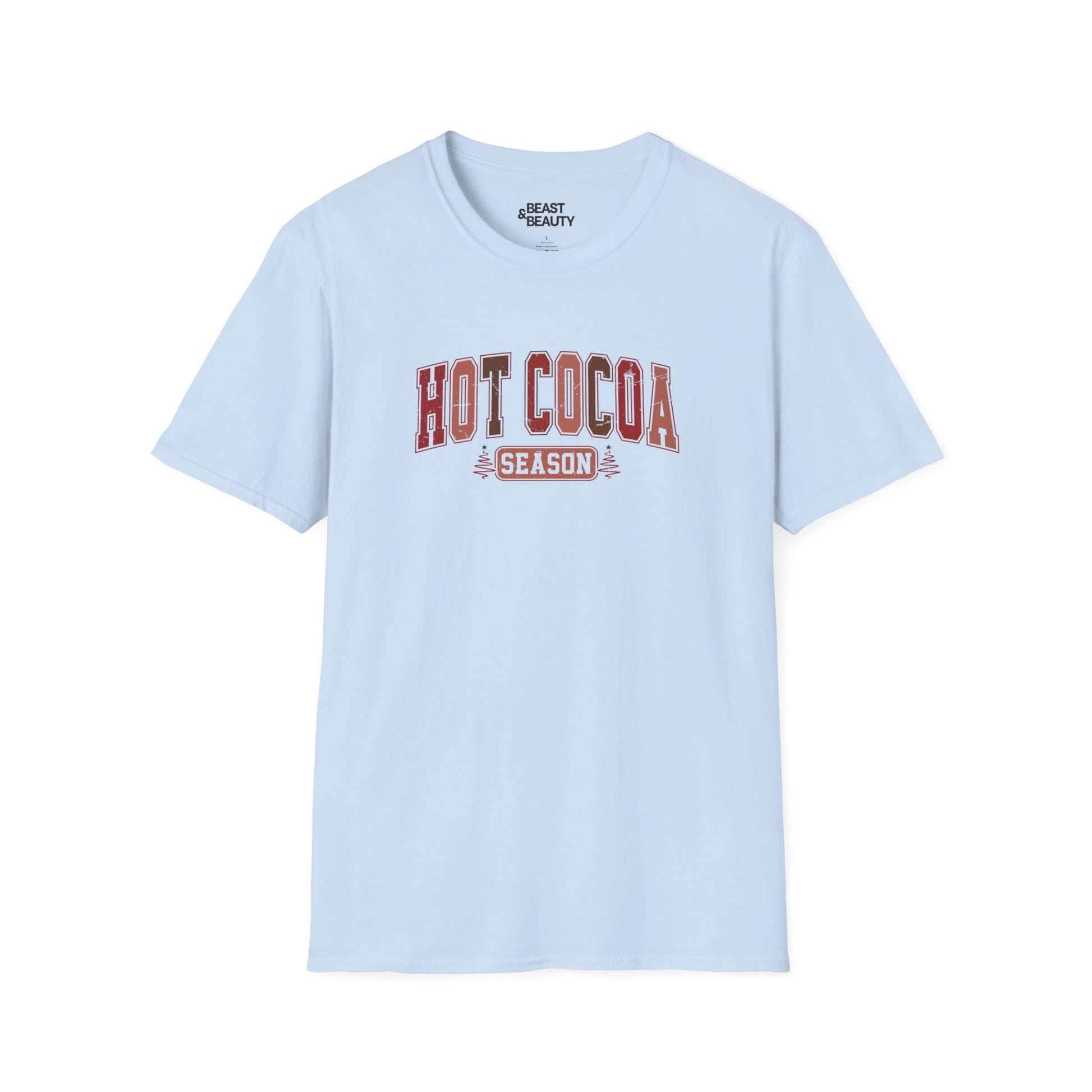 hot cocoa season t-shirt light blue t-shirt uk Christmas gift idea