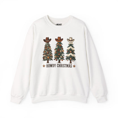howdy christmas cowboy trees sweatshirt white sweatshirt uk Christmas gift idea