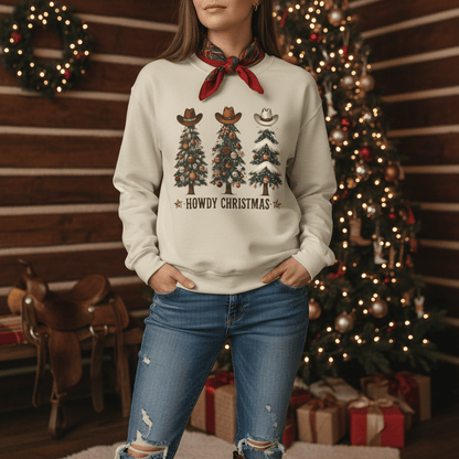 Howdy Christmas Cowboy Trees Sweatshirt gift_idea unique_gift personalised_gift