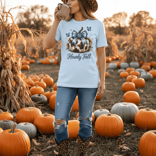 Howdy Fall Leopard Pumpkin T-Shirt gift_idea unique_gift personalised_gift