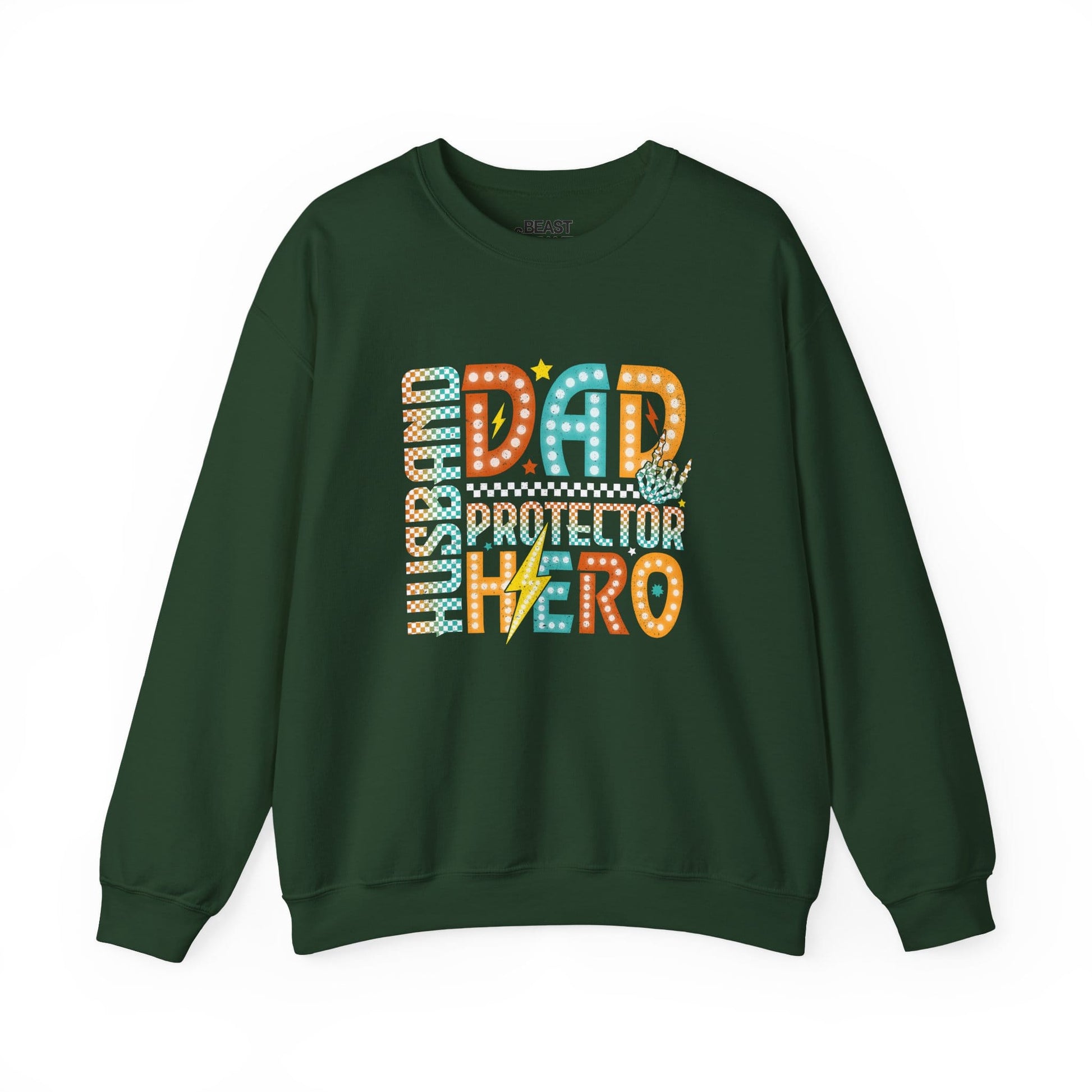 husband dad protector hero sweatshirt forest green sweatshirt uk Father's Day gift idea