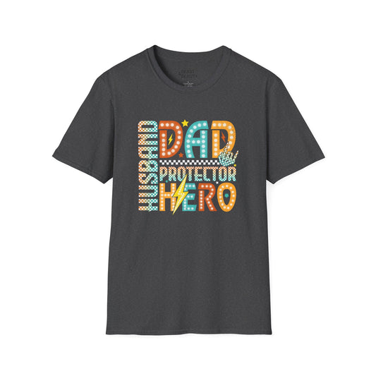 husband dad protector hero t-shirt dark heather t-shirt uk Father's Day gift idea