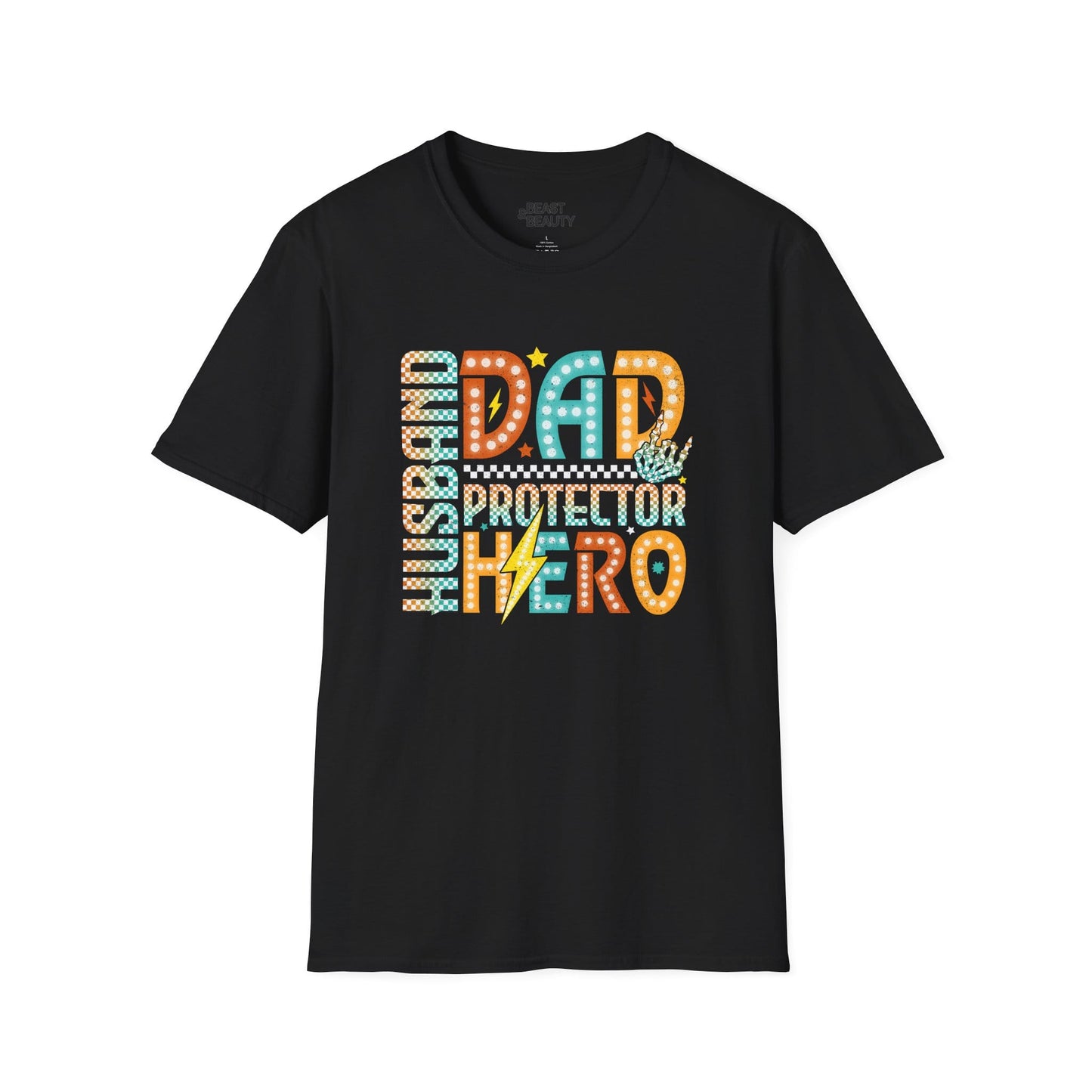 husband dad protector hero t-shirt black t-shirt uk Father's Day gift idea