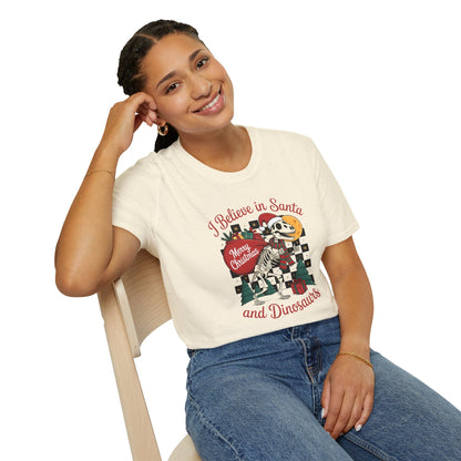 i believe in santa and dinosaurs christmas t-shirt t-shirt uk Christmas gift idea image 6