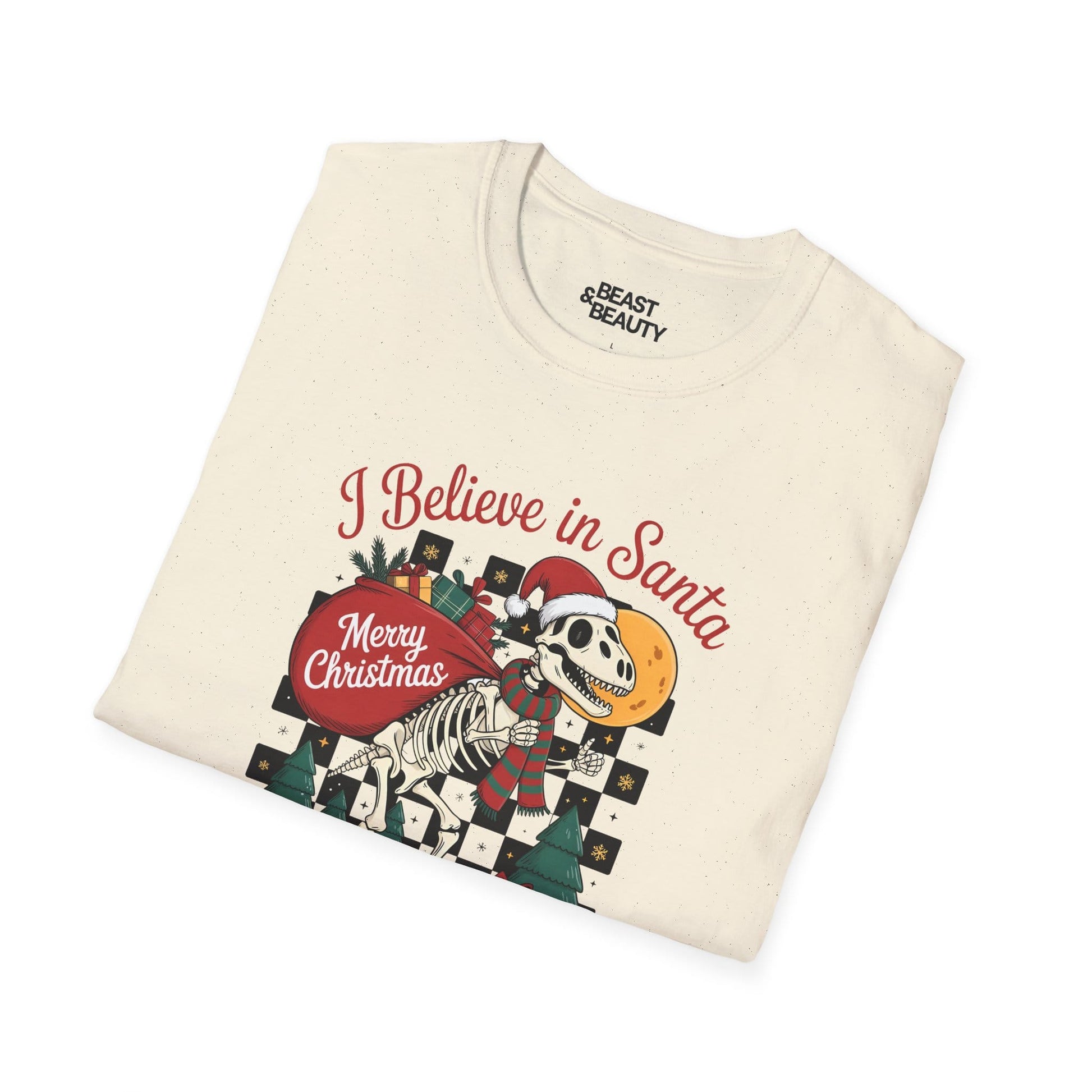 i believe in santa and dinosaurs christmas t-shirt t-shirt uk Christmas gift idea image 5