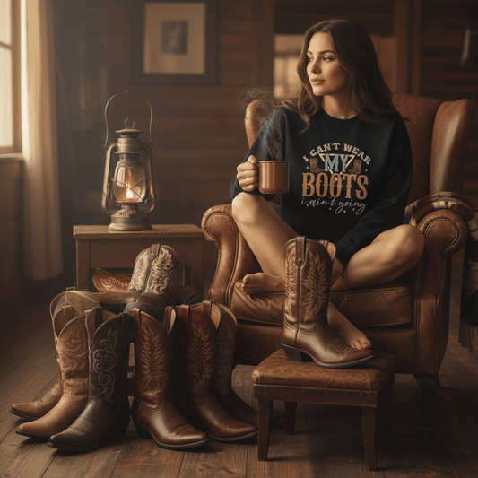 I Can’t Wear My Boots I Ain’t Going Sweatshirt gift_idea unique_gift personalised_gift