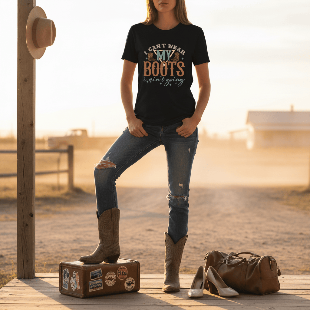 I Can’t Wear My Boots I Ain’t Going T-Shirt gift_idea unique_gift personalised_gift