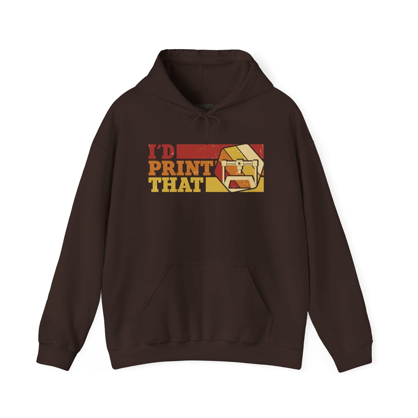 I'd Print That - Funny 3D Printing Hoodie | Retro Yellow Maker S / Dark Chocolate gift_idea unique_gift personalised_gift