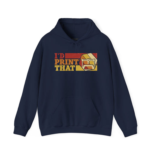 I'd Print That - Funny 3D Printing Hoodie | Retro Yellow Maker S / Navy gift_idea unique_gift personalised_gift