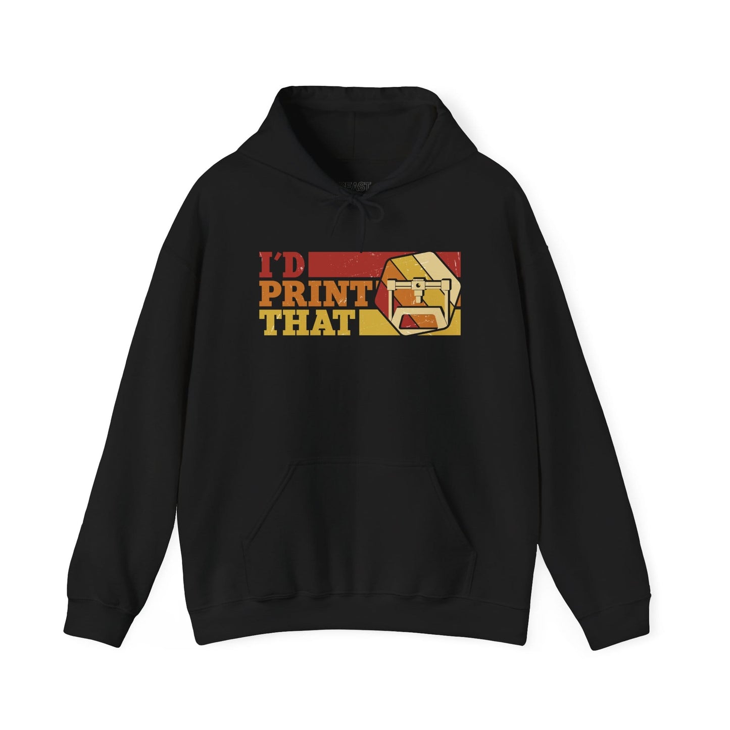 I'd Print That - Funny 3D Printing Hoodie | Retro Yellow Maker S / Black gift_idea unique_gift personalised_gift