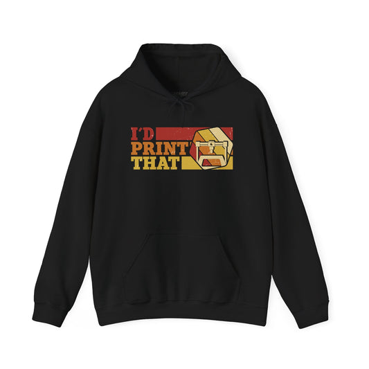 I'd Print That - Funny 3D Printing Hoodie | Retro Yellow Maker S / Black gift_idea unique_gift personalised_gift
