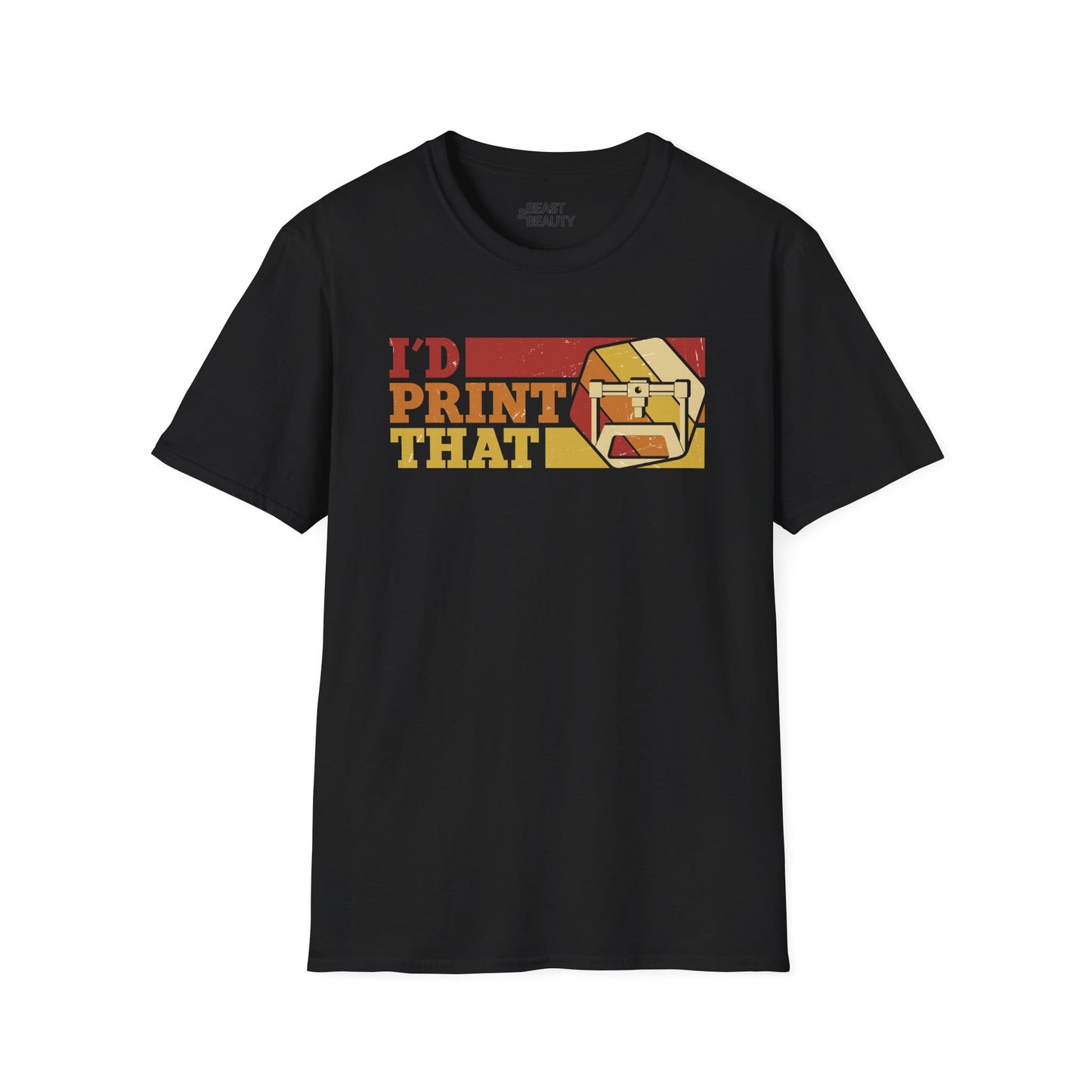 I'd Print That - Funny 3D Printing T-Shirt | Retro Yellow Maker Tee Black / S gift_idea unique_gift personalised_gift