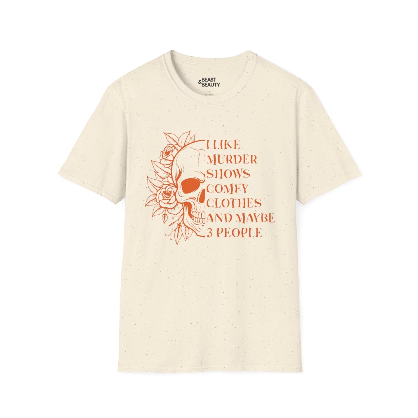I Like Murder Shows Funny Halloween Skull Graphic T-Shirt Natural / M gift_idea unique_gift personalised_gift
