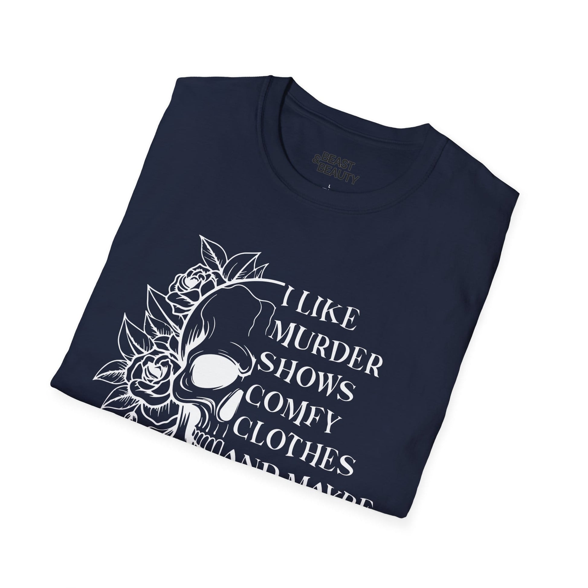 I Like Murder Shows Gothic Skull Halloween T-Shirt gift_idea unique_gift personalised_gift