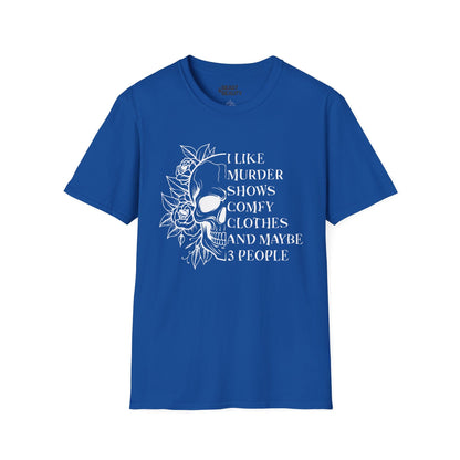 I Like Murder Shows Gothic Skull Halloween T-Shirt Royal / S gift_idea unique_gift personalised_gift