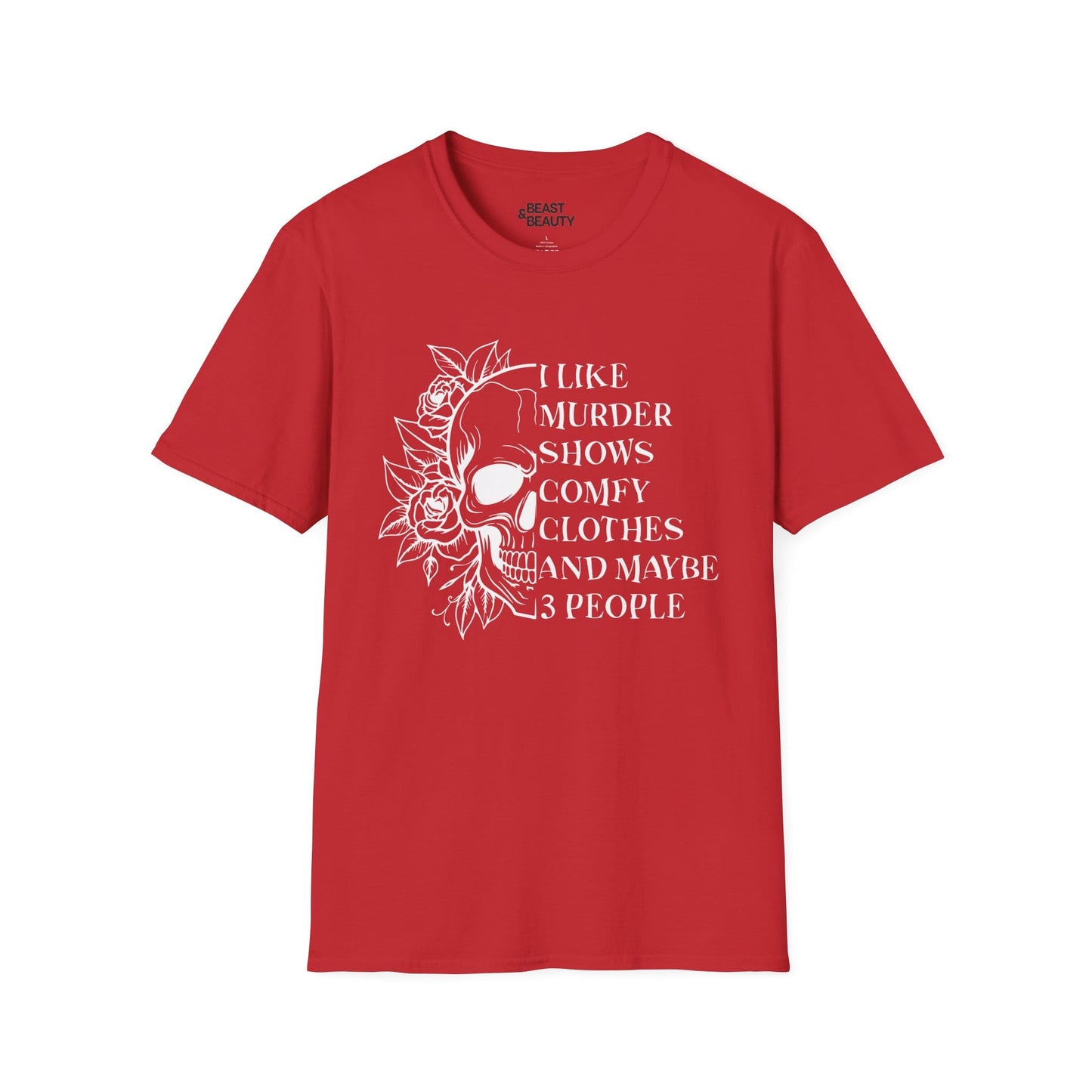 I Like Murder Shows Gothic Skull Halloween T-Shirt Red / S gift_idea unique_gift personalised_gift