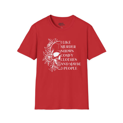 I Like Murder Shows Gothic Skull Halloween T-Shirt Red / S gift_idea unique_gift personalised_gift