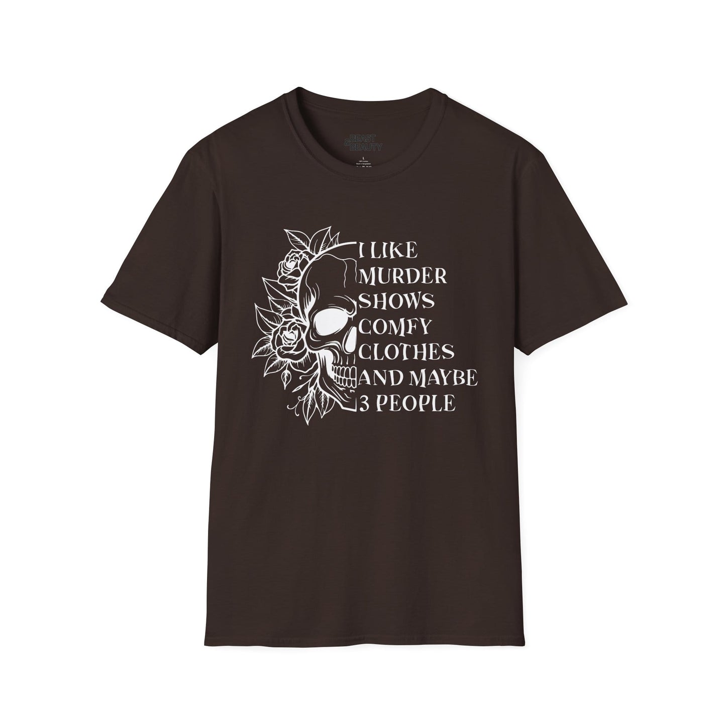 I Like Murder Shows Gothic Skull Halloween T-Shirt Dark Chocolate / S gift_idea unique_gift personalised_gift