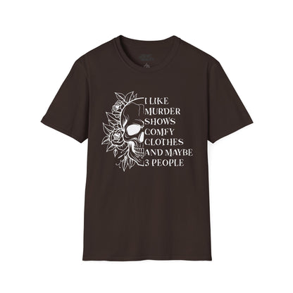 I Like Murder Shows Gothic Skull Halloween T-Shirt Dark Chocolate / S gift_idea unique_gift personalised_gift