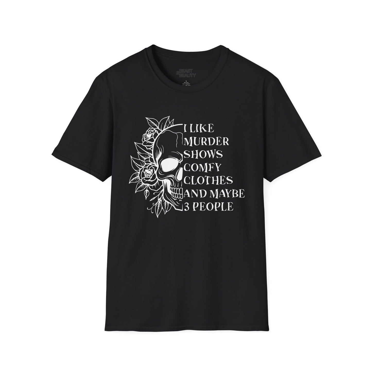 I Like Murder Shows Gothic Skull Halloween T-Shirt Black / S gift_idea unique_gift personalised_gift