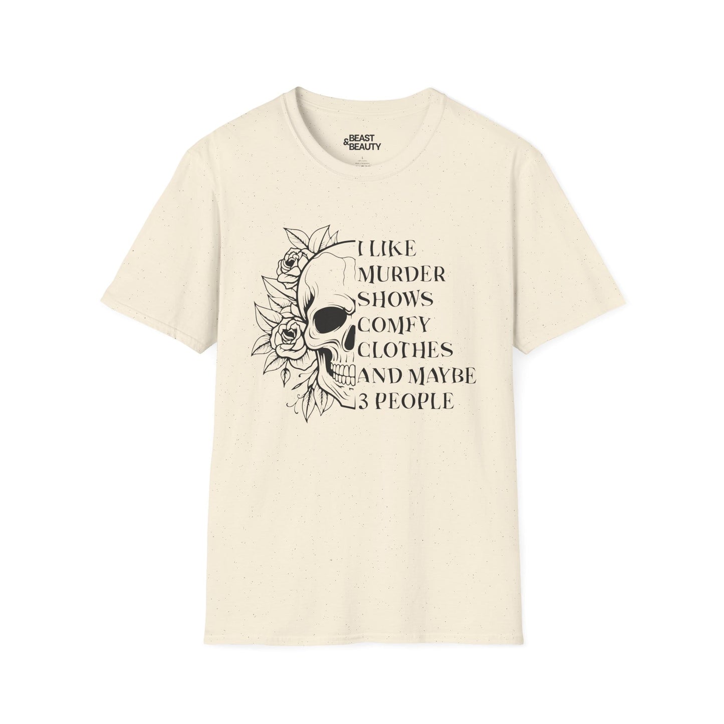 I Like Murder Shows Skull Graphic Halloween T-Shirt Natural / M gift_idea unique_gift personalised_gift