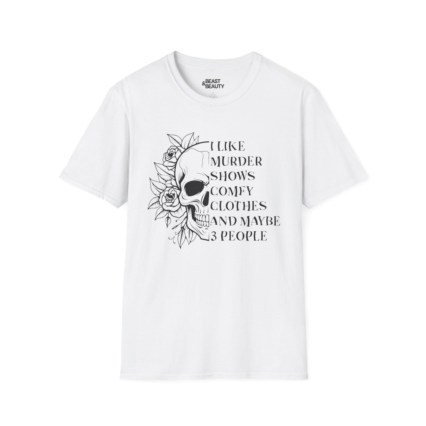 I Like Murder Shows Skull Graphic Halloween T-Shirt White / S gift_idea unique_gift personalised_gift