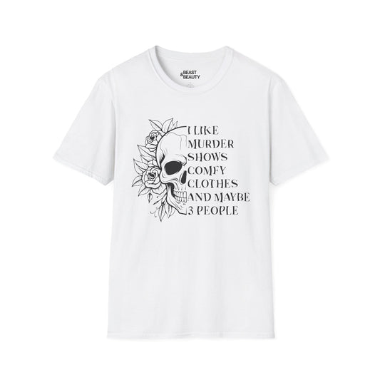 I Like Murder Shows Skull Graphic Halloween T-Shirt White / S gift_idea unique_gift personalised_gift