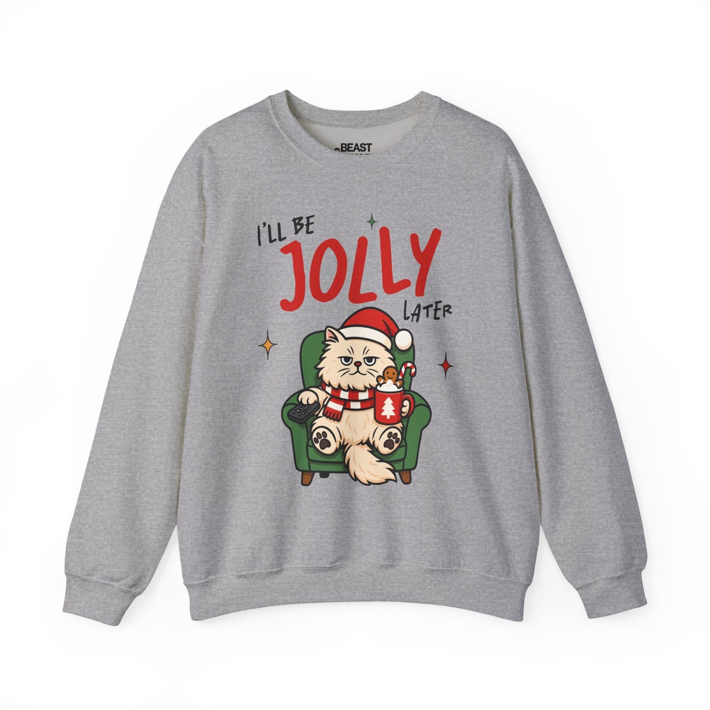 i ll be jolly later cat christmas sweatshirt sport grey sweatshirt uk Christmas gift idea