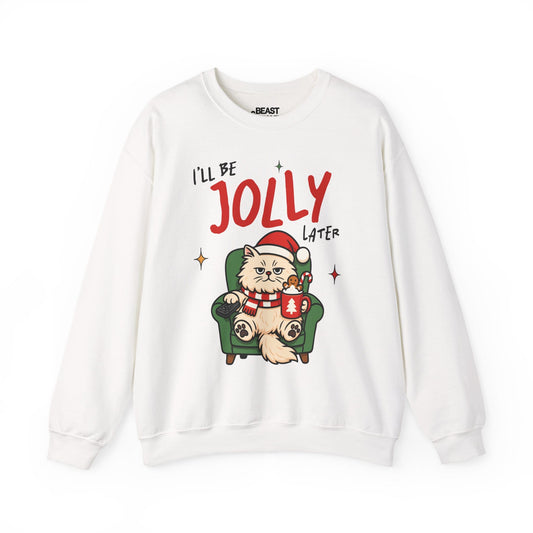 i ll be jolly later cat christmas sweatshirt white sweatshirt uk Christmas gift idea