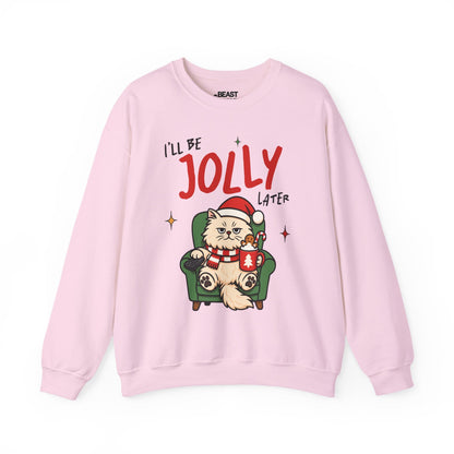 i ll be jolly later cat christmas sweatshirt light pink sweatshirt uk Christmas gift idea