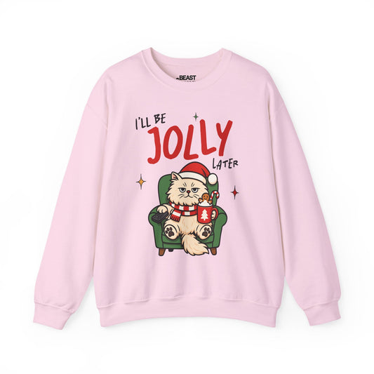 i ll be jolly later cat christmas sweatshirt light pink sweatshirt uk Christmas gift idea