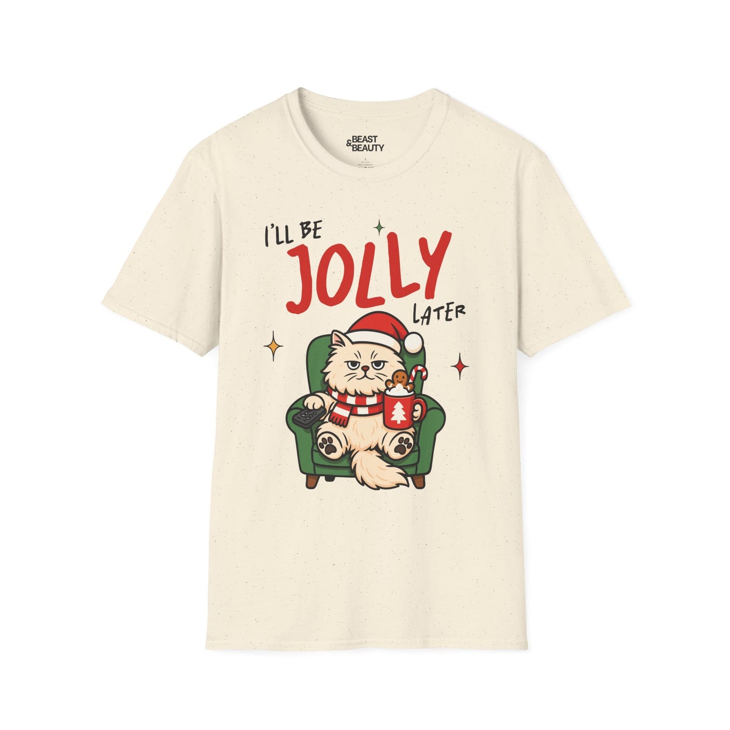 i ll be jolly later cat christmas t-shirt natural t-shirt uk Christmas gift idea