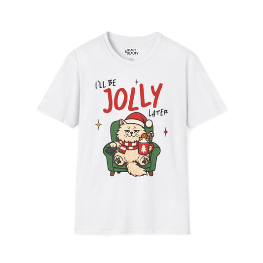 i ll be jolly later cat christmas t-shirt white t-shirt uk Christmas gift idea
