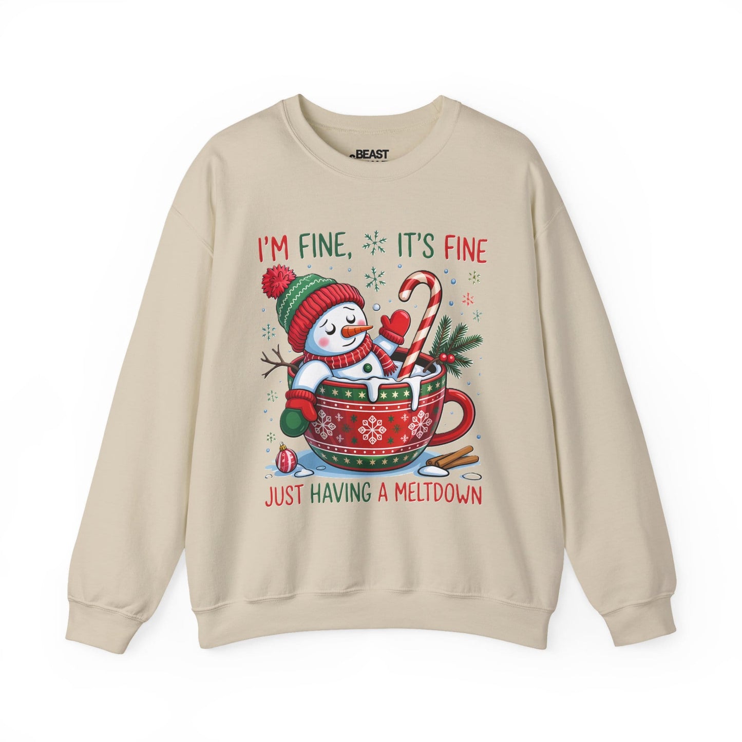 i m fine it s fine christmas meltdown sweatshirt sand sweatshirt uk Christmas gift idea