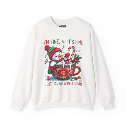 i m fine it s fine christmas meltdown sweatshirt white sweatshirt uk Christmas gift idea