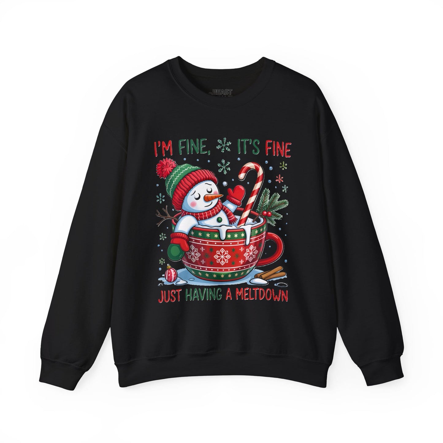 i m fine it s fine christmas meltdown sweatshirt black sweatshirt uk Christmas gift idea
