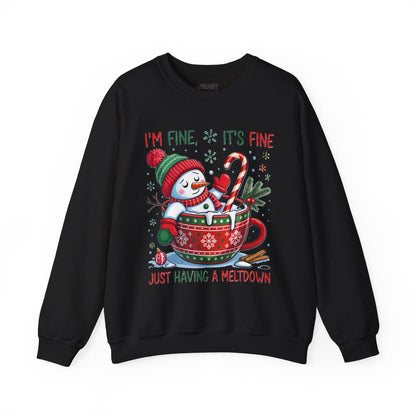 i m fine it s fine christmas meltdown sweatshirt black sweatshirt uk Christmas gift idea