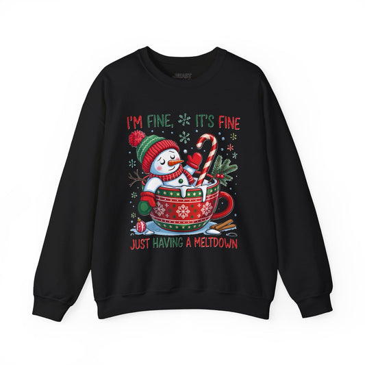 i m fine it s fine christmas meltdown sweatshirt black sweatshirt uk Christmas gift idea