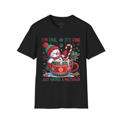 i m fine it s fine just having a meltdown christmas t-shirt black t-shirt uk Christmas gift idea