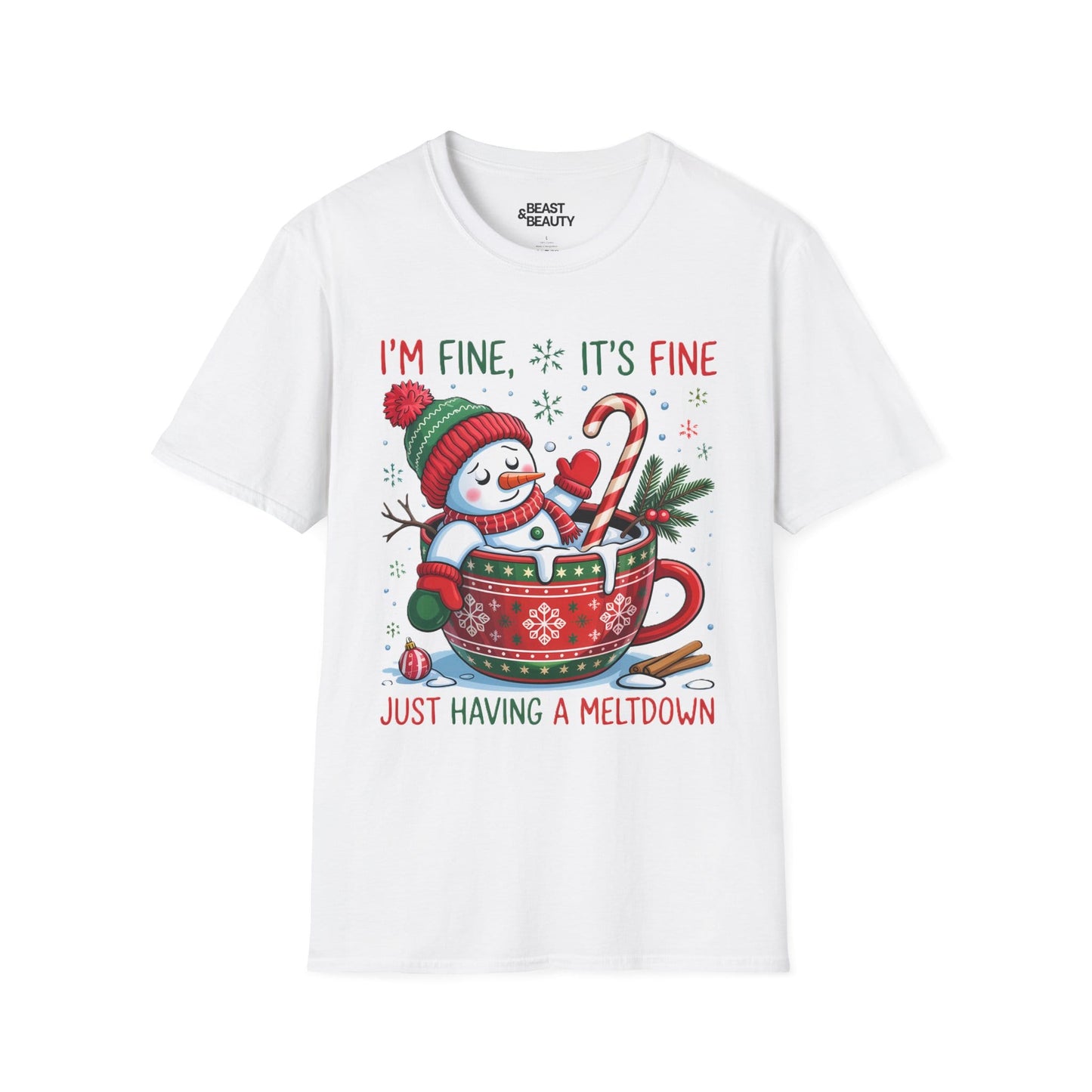 i m fine it s fine just having a meltdown christmas t-shirt white t-shirt uk Christmas gift idea
