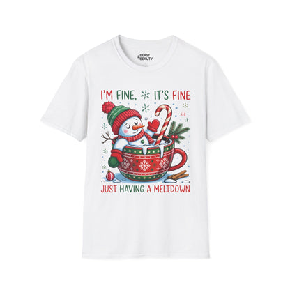 i m fine it s fine just having a meltdown christmas t-shirt white t-shirt uk Christmas gift idea
