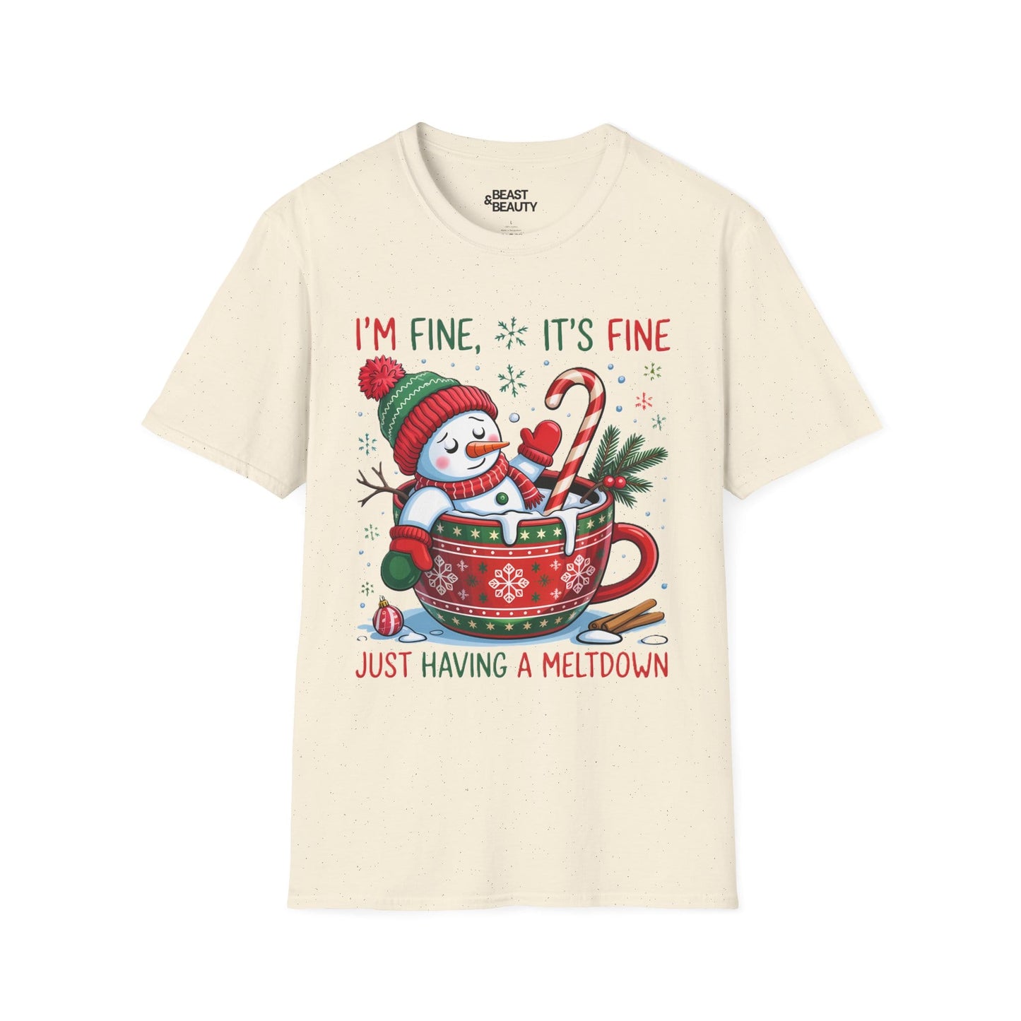 i m fine it s fine just having a meltdown christmas t-shirt natural t-shirt uk Christmas gift idea