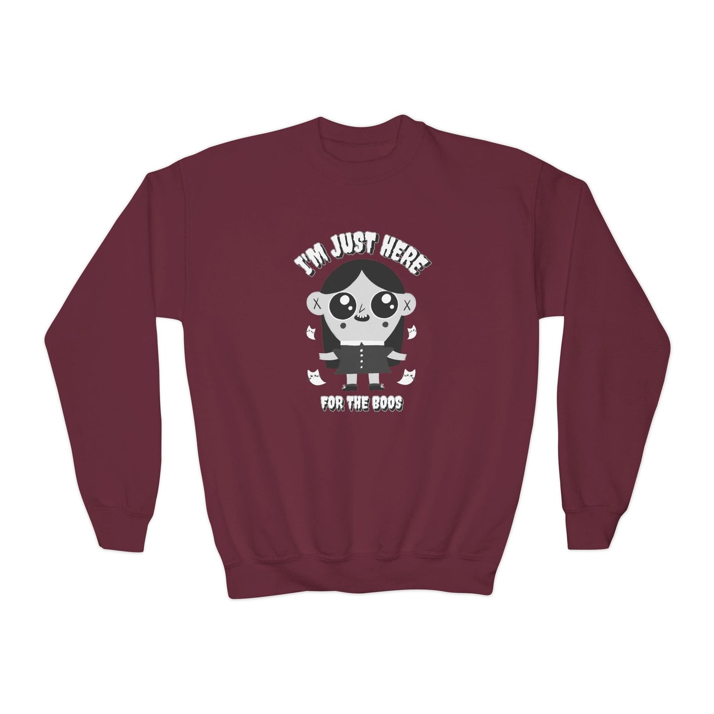 I’m Just Here For The Boos Kids Halloween Sweatshirt Maroon / XS gift_idea unique_gift personalised_gift