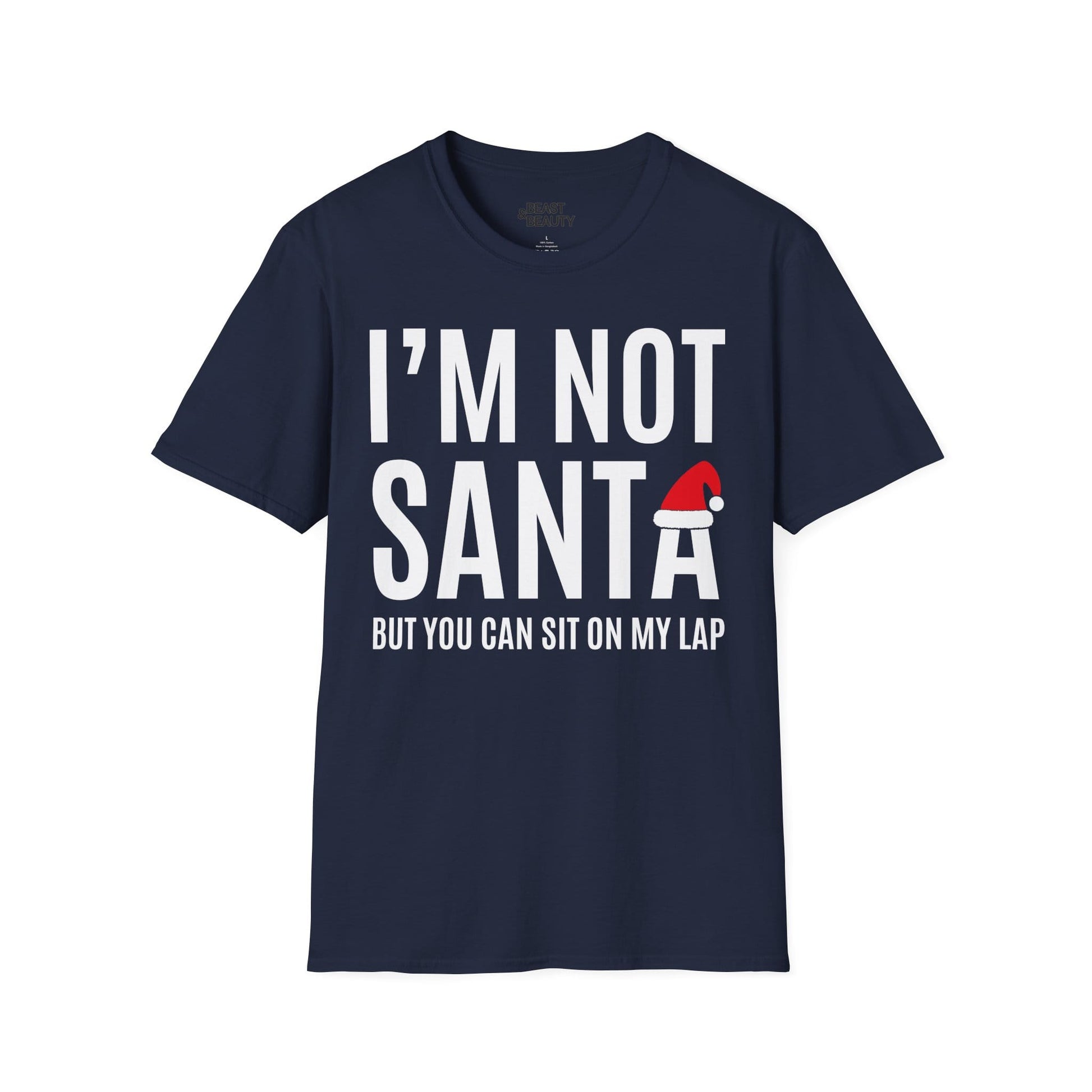 i m not santa but you can sit on my lap christmas t-shirt navy t-shirt uk Christmas gift idea