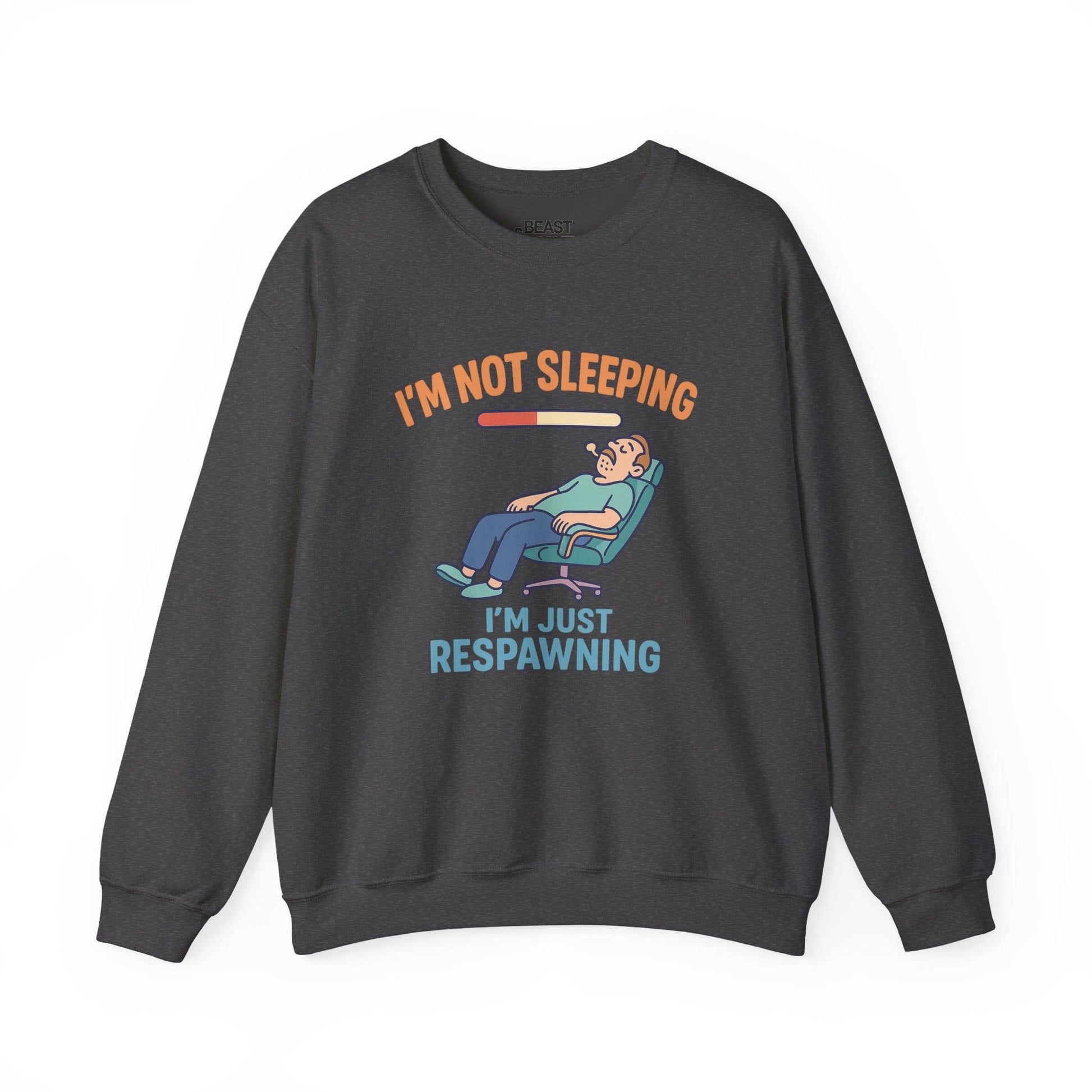 i'm not sleeping i'm just respawning sweatshirt dark heather sweatshirt uk Father's Day gift idea