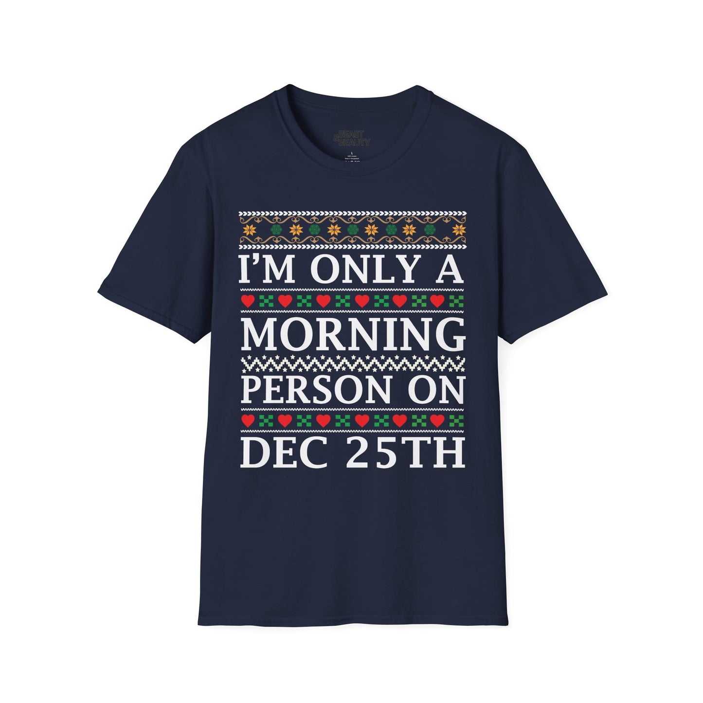 i m only a morning person on dec 25th christmas t-shirt navy t-shirt uk Christmas gift idea