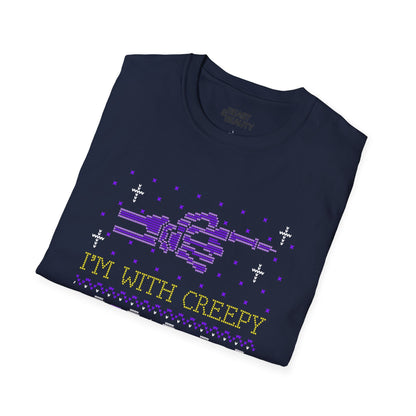 I’m With Creepy Funny Halloween Graphic T-Shirt gift_idea unique_gift personalised_gift