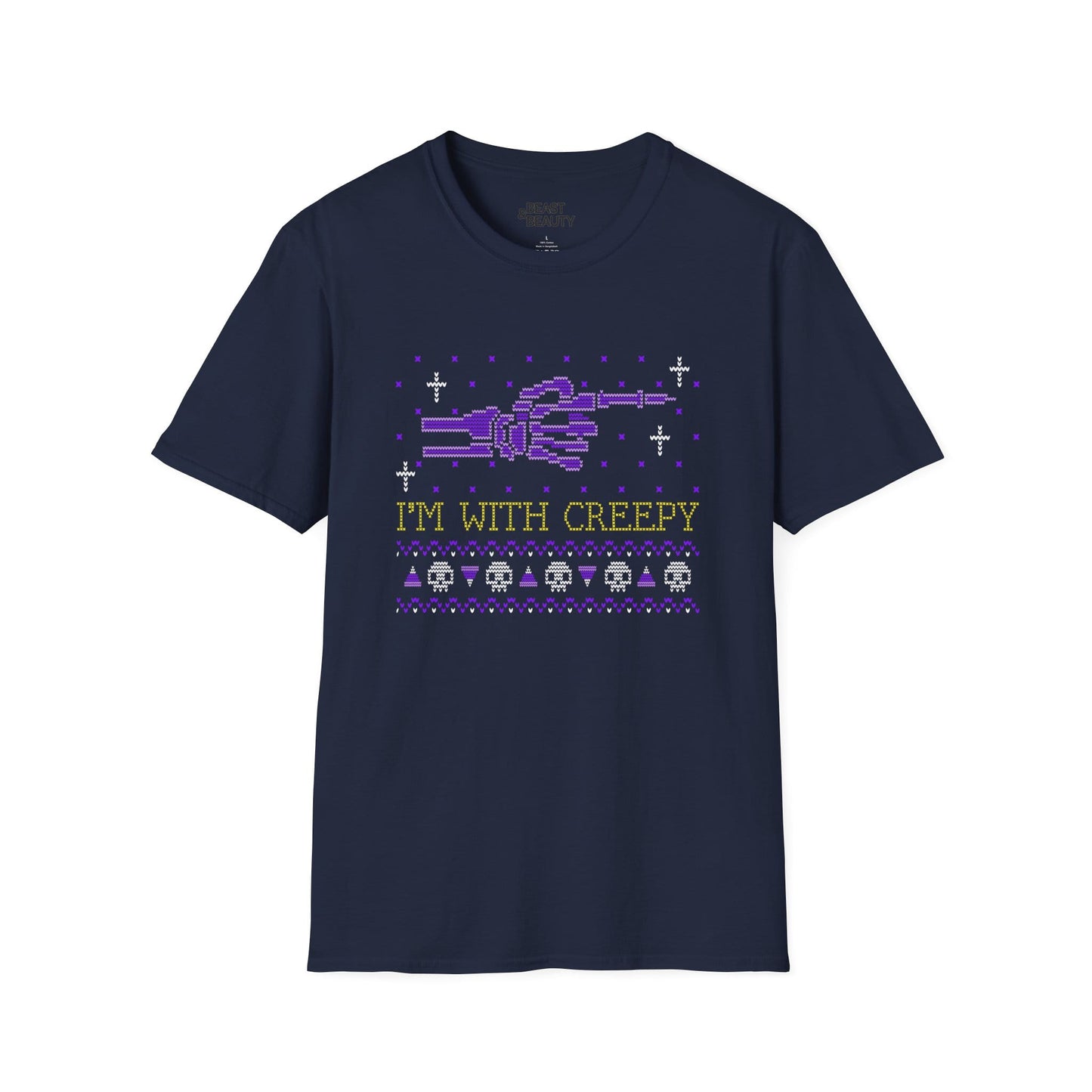 I’m With Creepy Funny Halloween Graphic T-Shirt Navy / S gift_idea unique_gift personalised_gift