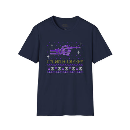I’m With Creepy Funny Halloween Graphic T-Shirt Navy / S gift_idea unique_gift personalised_gift