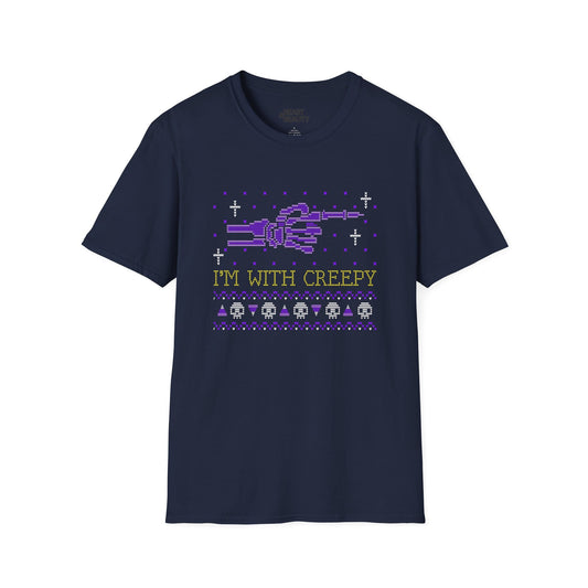 I’m With Creepy Funny Halloween Graphic T-Shirt Navy / S gift_idea unique_gift personalised_gift